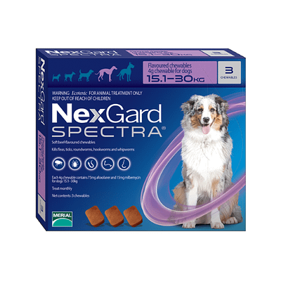 Nexgard Spectra Para Perros Entre 15,1 a 30 Kg – 3 Comprimidos